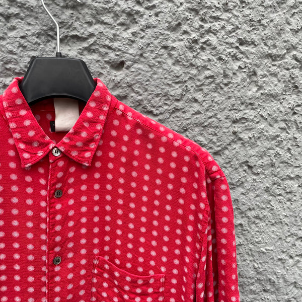 Comme des Garçons Homme Plus Red Polka Dot Oversized Shirt Shoulder Detail