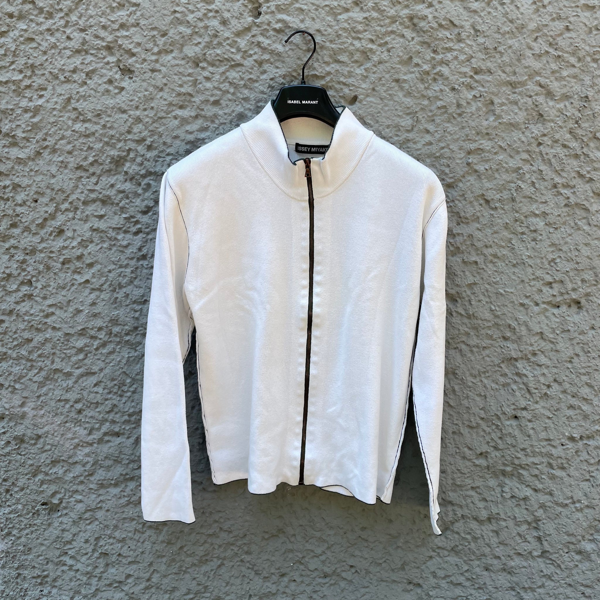 White Sweatshirt with high Neck and Zip