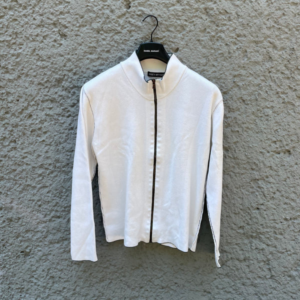 White Sweatshirt with high Neck and Zip