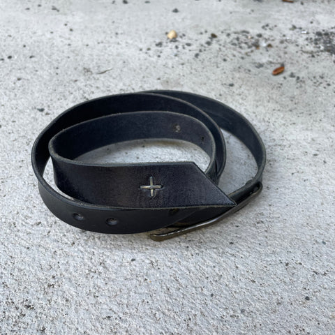 Ma+ Maurizio Amadei Black Slim Leather Belt
