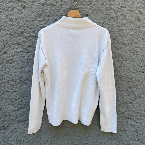 White Sweatshirt with high Neck and Zip