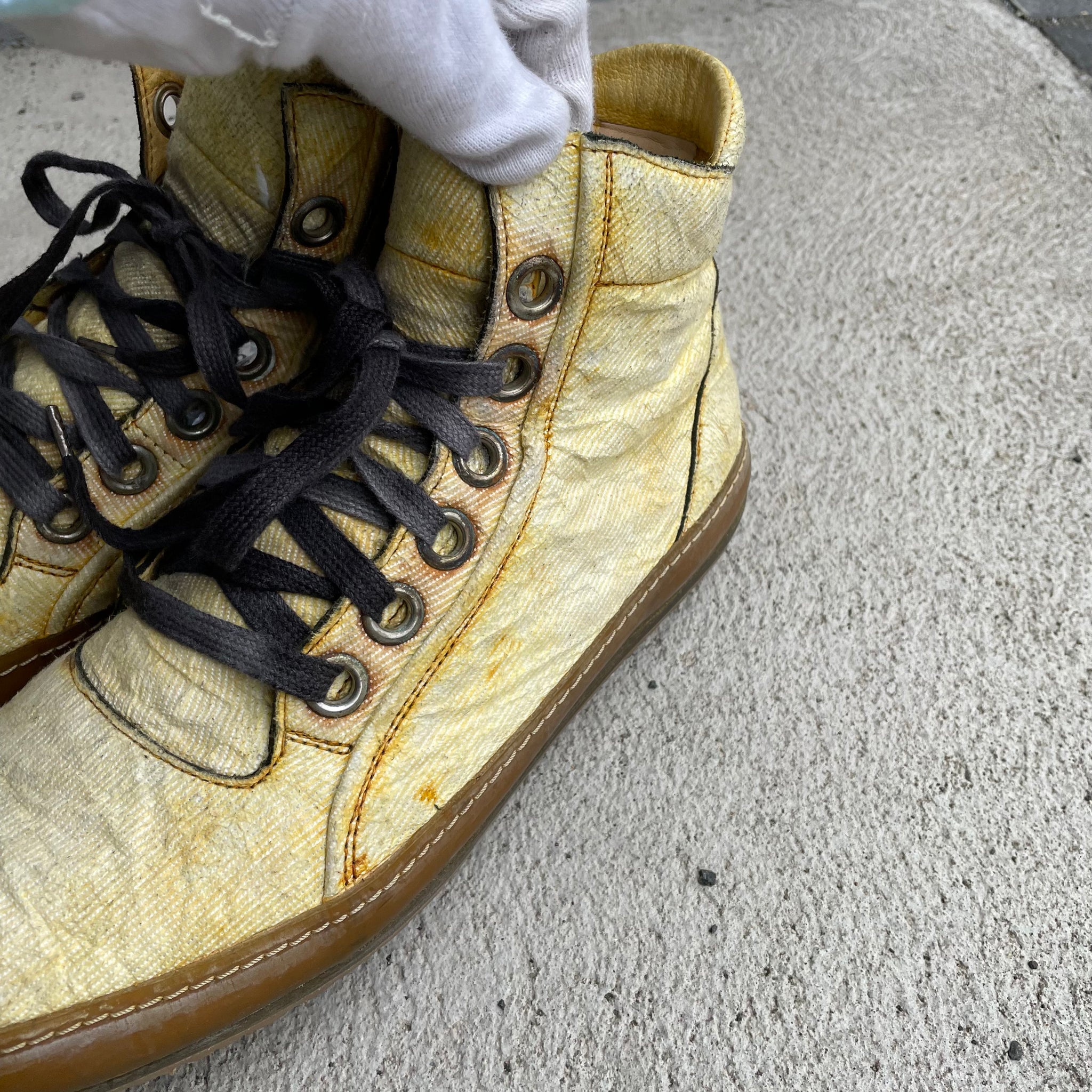 A Diciannoveventitre A1923 Yellow High-Top Leather Sneakers – Asa Nisi Masa