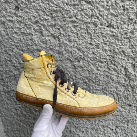 A Diciannoveventitre A1923 Yellow High-Top Leather Sneakers