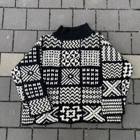 Dries van Noten Black and White Heavy Oversized Knitted Sweater