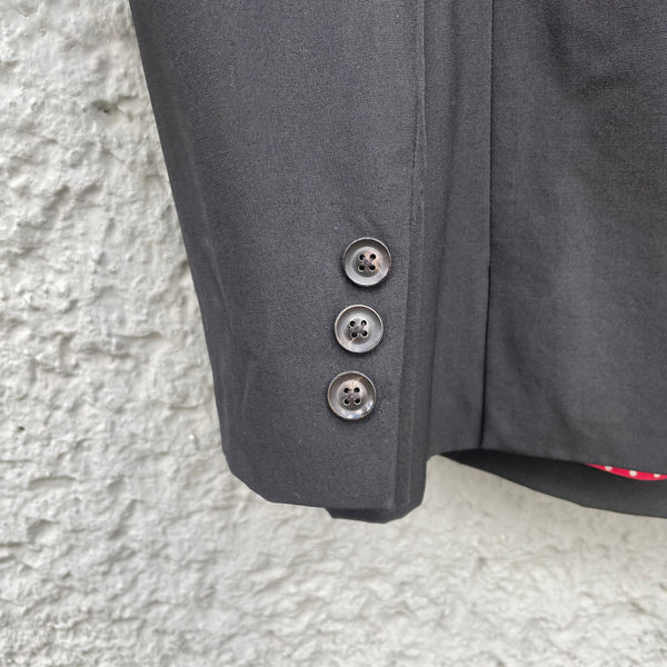 Vintage Yohji Yamamoto Black Blazer with Polka Dot Lining Detail