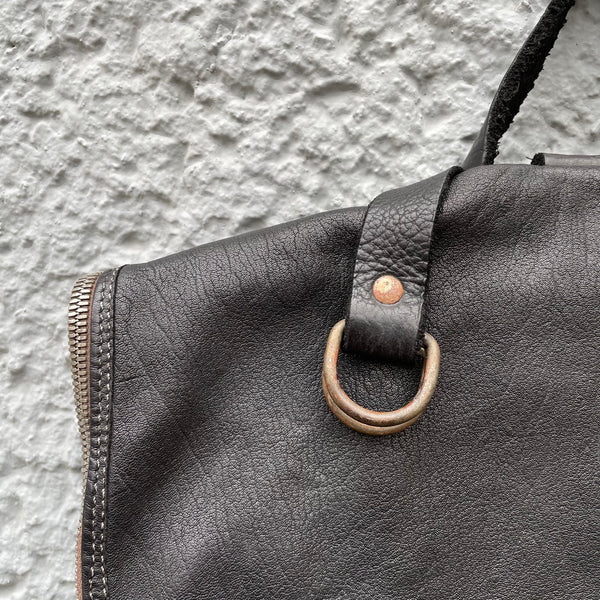 Guidi Black Leather Backpack Detail