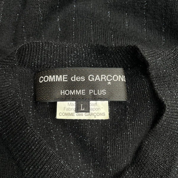 Comme des Garcons Homme Plus Black V-Neck Sweater with silver details Tags