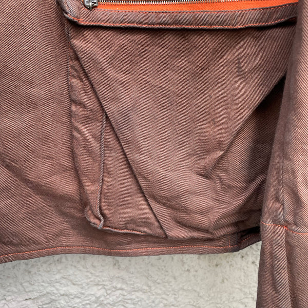 Brown Military Jacket with Orange Details